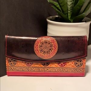 Beautiful Hand Dyed Leather Clutch- Global Chic